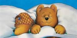 A cartoon graphic showing a male Bear tucked up in bed with a female Bear sleeping alongside him.
