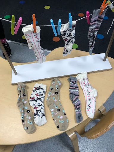A photo showing several pairs of odd socks that the children have brought in for Anti-Bullying Week.