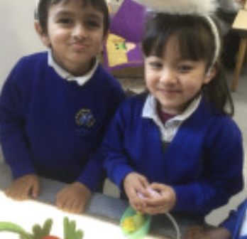 Children wearing Easter and spring time items