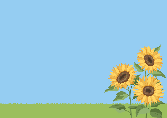 A graphic image of a bunch of Sunflowers against a green and blue background.